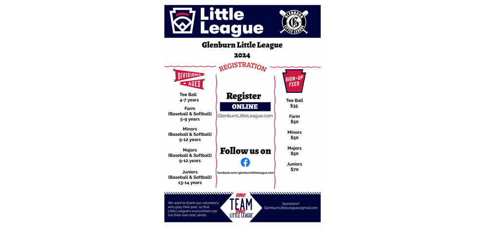 Baseball & Softball Programs For The 2024 Glenburn Little League Season